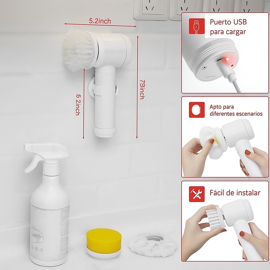 CEPILLO DE LIMPIEZA Inalámbrico Recargable 5 en 1